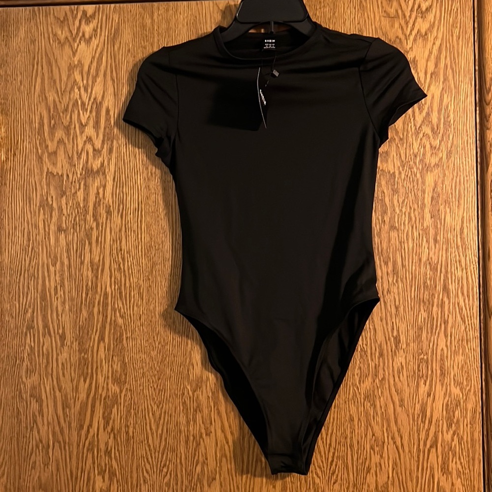 Brand New- Black, short sleeve polyester bodysuit